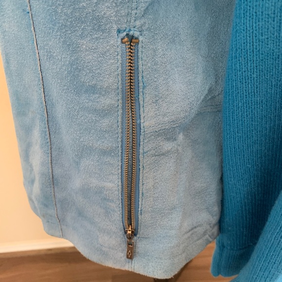 AMI Leather Jacket Women in size Large/French Blue - Picture 5 of 6